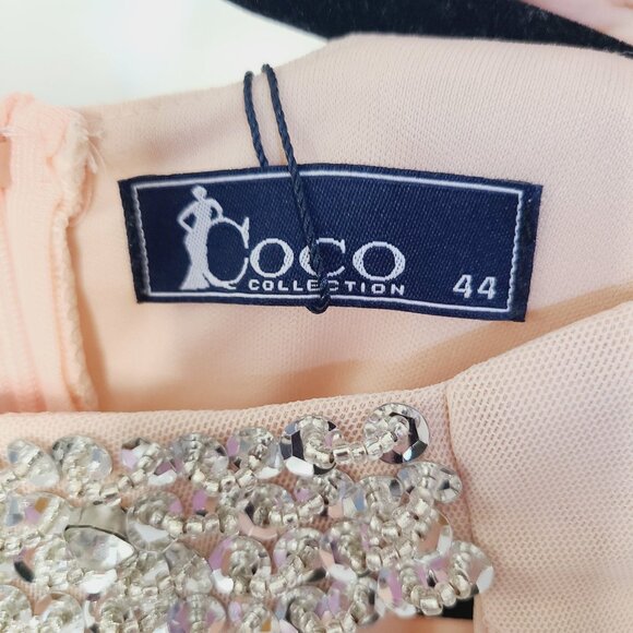 Blush Pink Sleeveless Maxi Dress With Silver Sequin Detailing & Pleated Design - Picture 7 of 13